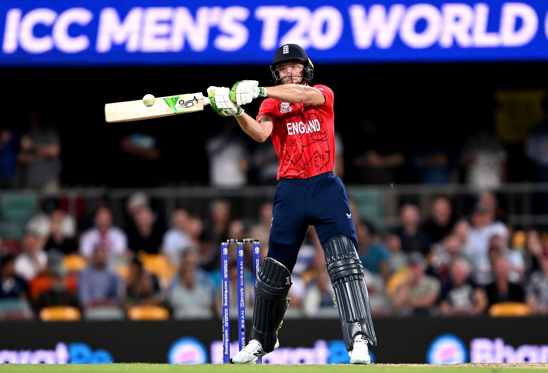 Jos Buttler in action during the England v New Zealand clash at the ICC Men's T20 World Cup (Image: Getty)